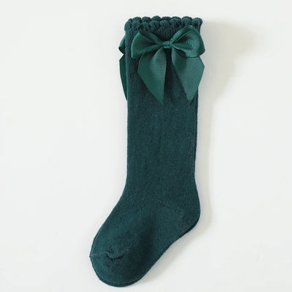 1 Pairs Kids Socks Toddlers Girls Big Bow Knee High Quality Long Soft Autumn Winter 100% Cotton Lace Baby Tube Sock Calcetines