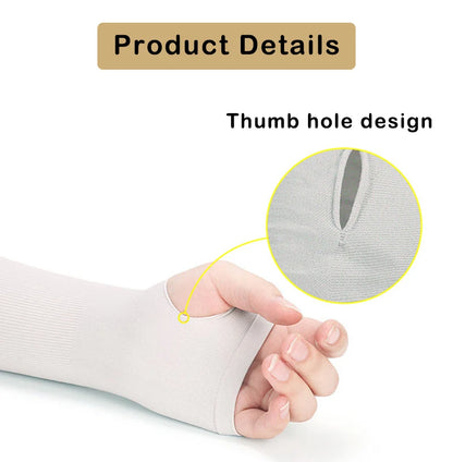1Pair UV Protection Cooling Arm Sleeves,Women Men Summer Outdoor Sunblock Arm Cover with Thumb Hole