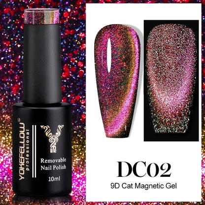 YOKEFELLOW 2025 New Dreamland Cat Eye Gel Nail Polish 10ml Dual Gloss Dreamland Color Soak Off Cat Magnetic UV Gel Varnish DIY