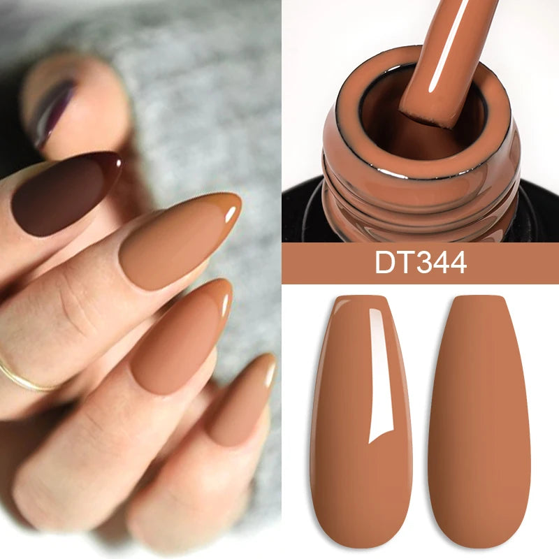 MEET ACROSS 7ml Brown Series Gel Nail Polish Autumn Coffee Color Nail Art Gel Nail Supplies Semi-Permanent Varnish Manicure