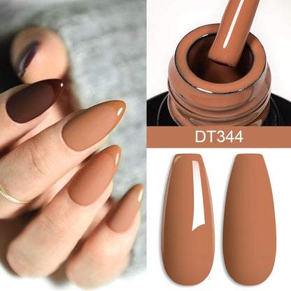 MEET ACROSS 7ml Brown Series Gel Nail Polish Autumn Coffee Color Nail Art Gel Nail Supplies Semi-Permanent Varnish Manicure