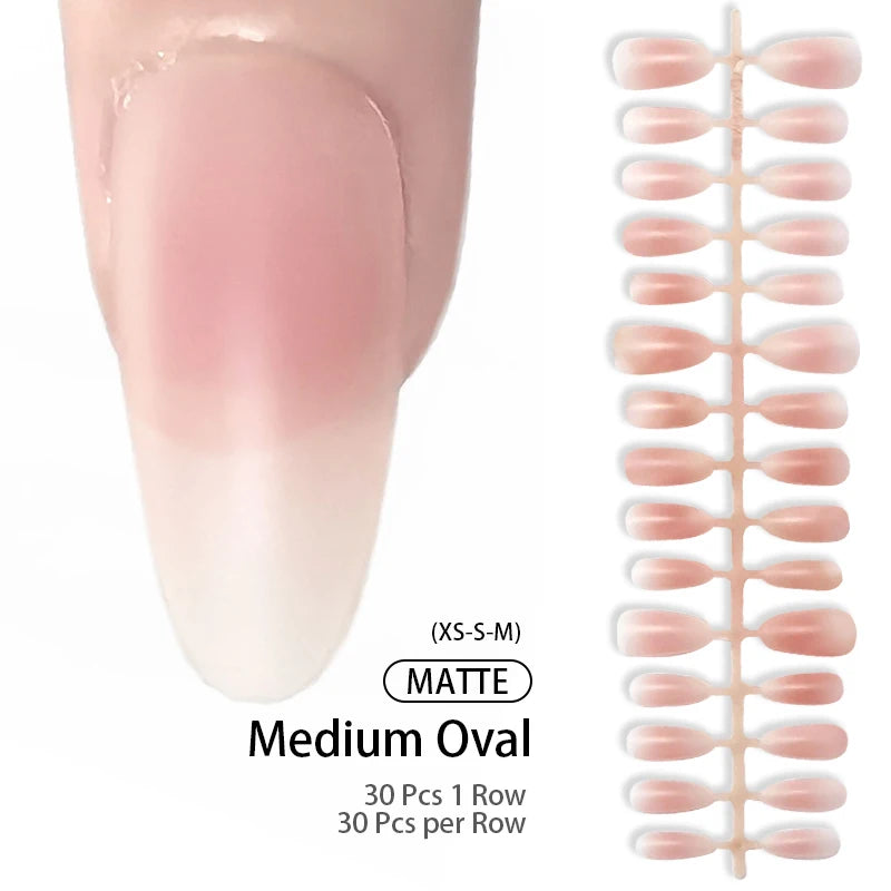 30Pcs French Gradient Short Ballet Nails Simple Nude Color False Nails Coffin Fake Nail Press On Nails Full Cover Nails