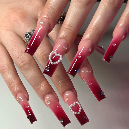 24pcs Artifical Bails With Glue Fake Nail Tips With Design Detachable Press On Nails Long Fake Nail Finished Nail Piece Sticker
