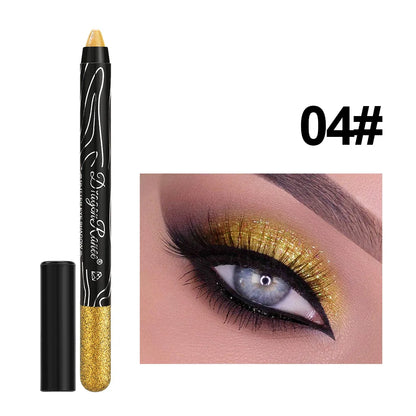 12 Colors Long-lasting Glitter Eyeshadow Pencil Pigment Blue Brown Black Eyeliner Pen Women Fashion Shimmer Eye Shadow Makeup