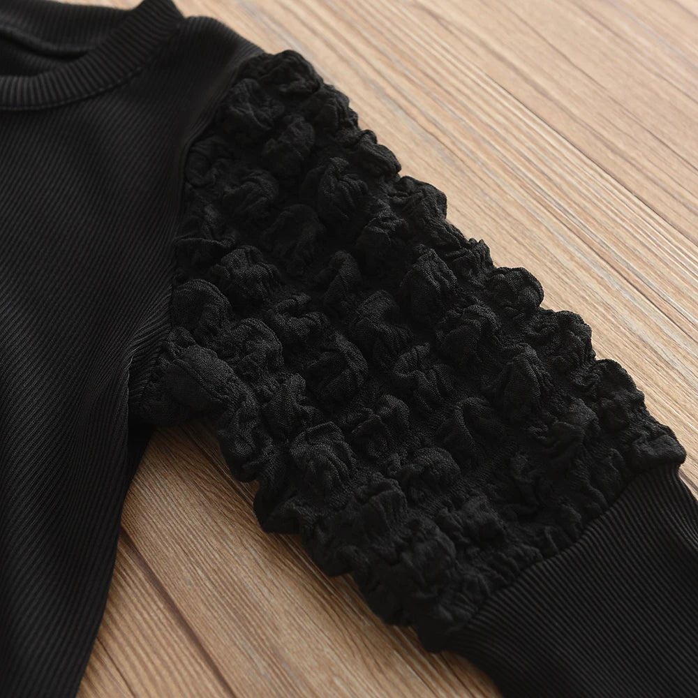 Autumn New Children's Round Neck Top+Bow Plaid Short Skirt+Hat Three Piece Children's Fashion Set