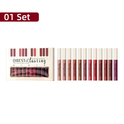 12 non-stick cup lip glaze set velvet matte mist liquid lipstick waterproof