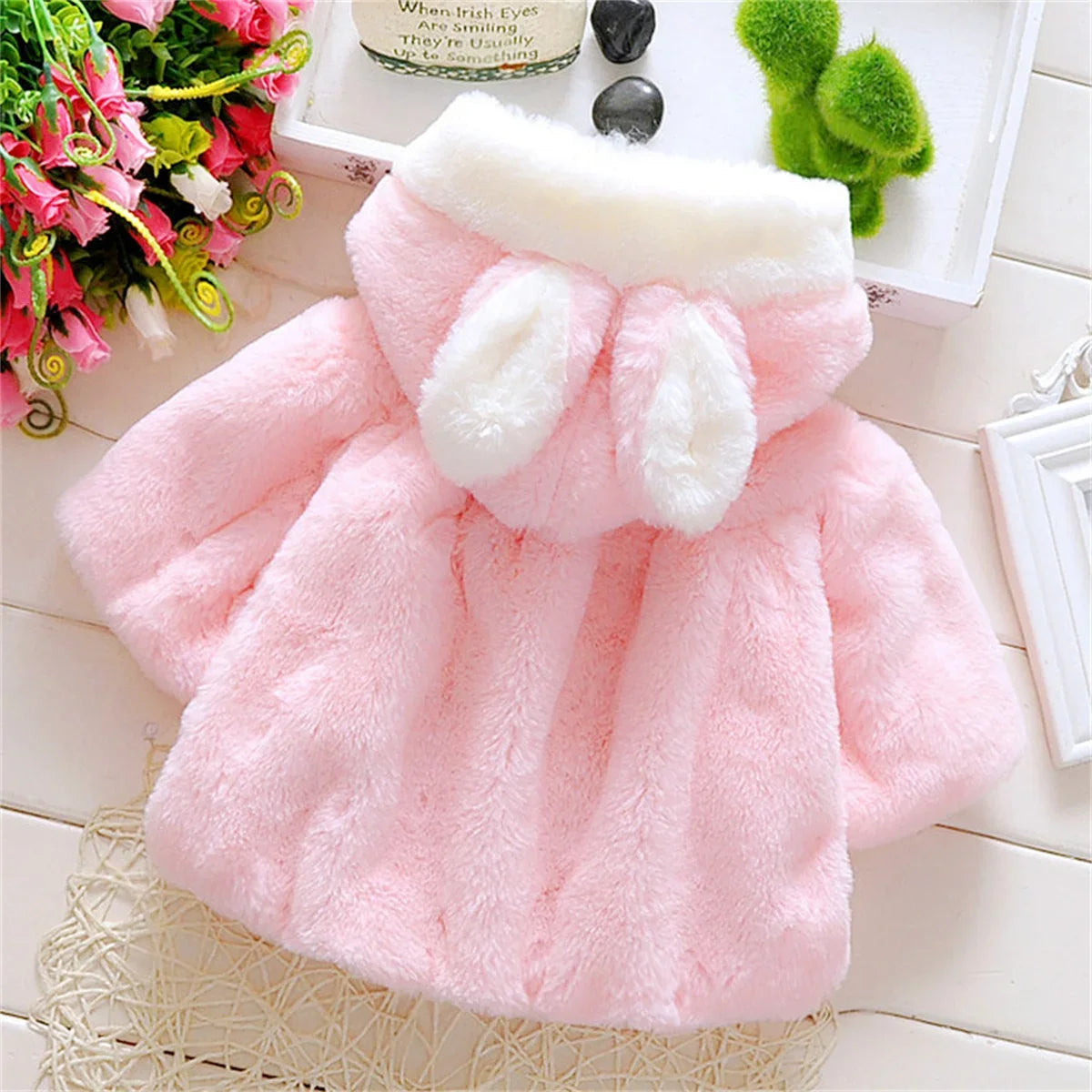Children's new cape girls autumn and winter wool sweater shawl baby ear fleece jacket cape
