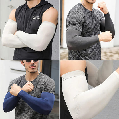New Summer Plus Size Sun Protection Arm Sleeves For Men Quick Dry Arm Cover Ice Silk Sports Sleeve Outdoor Anti-sunburn Sleeve