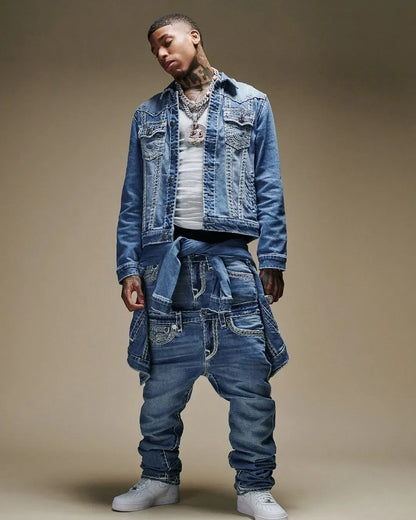 Harajuku Vintage Buddha Embroidered Logo Denim Pants Trouser Hip Hop High Street Wear Gothic Baggy Jeans Couples Y2k Clothes