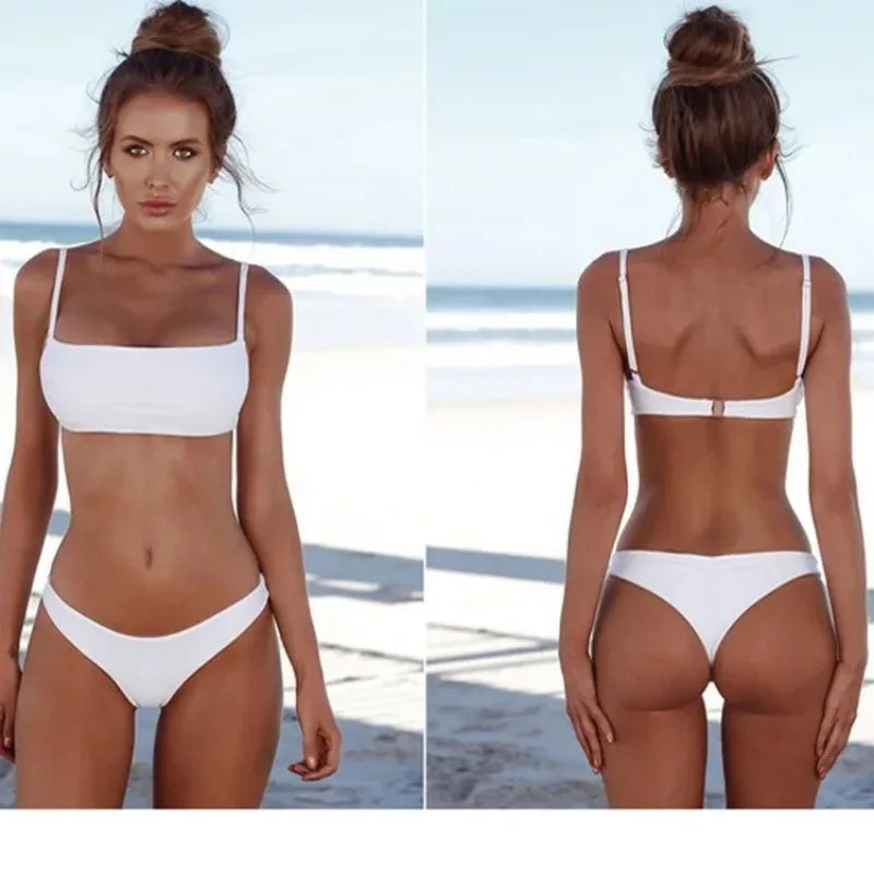2024 New Sexy Push Ups No Padded Brazilian Bikini Sets Women's Retro Swimwear Swimwear Beach Sets Bikini Swimwear Straight