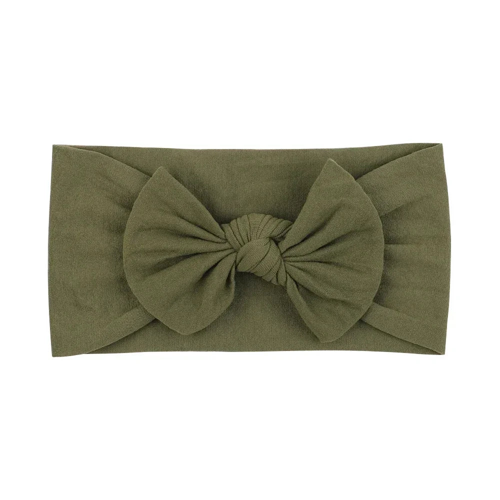 1Pc Simple Solid Color Broadside Bowknot Headband for Baby Girl Elastic Hair Band Basic Turban Headwear Infant Hair Accessories