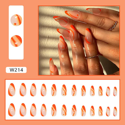 24pcs/Box Ballerina Nail Tip Purple with Design Manicure Patches Fresh Floral Almond False Nails Press on Med Nails Detachable