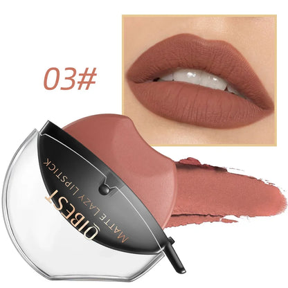 Lip-shaped Lipstick Makeup Lazy Lipstick Velvet Matte Moisturizing Lip Gloss Waterproof Non-stick Cup Long Lasting Makeup