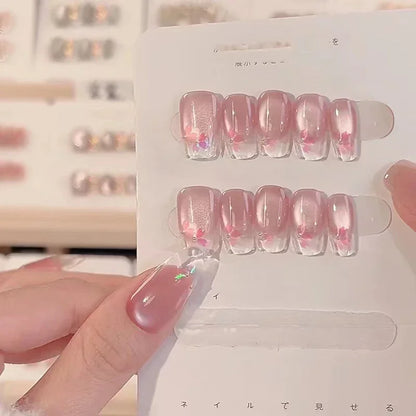 10Pcs Flower Butterfly Handmade Press on Nails Acrylic Nail Tips