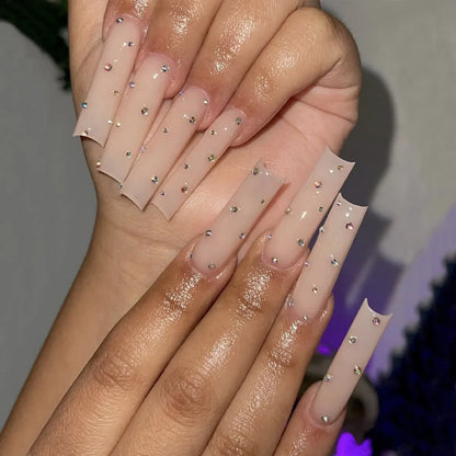 24pcs Artifical Bails With Glue Fake Nail Tips With Design Detachable Press On Nails Long Fake Nail Finished Nail Piece Sticker