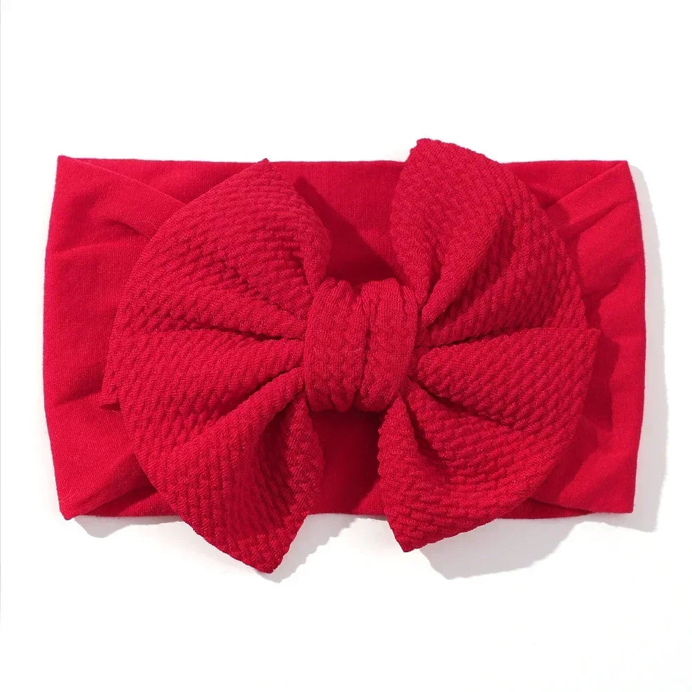1Pcs Baby Elastic Headband Lovely Big Bows Wide Head Band Soft Newborns Solid Color Headscarf Hairband Babe Hair Accessories