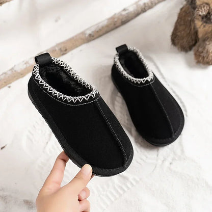 Winter Kids Cowhide Suede Snow Boots Designer Toddler  Fur Slippers  Baby Shoes Ultra Mini Girls Boy Low-top Warm Boot