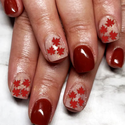 24pcs/set short square Glossy Medium Ballerina Fake Nails jellyfish blue sea wave flowers geometric design press on false nail