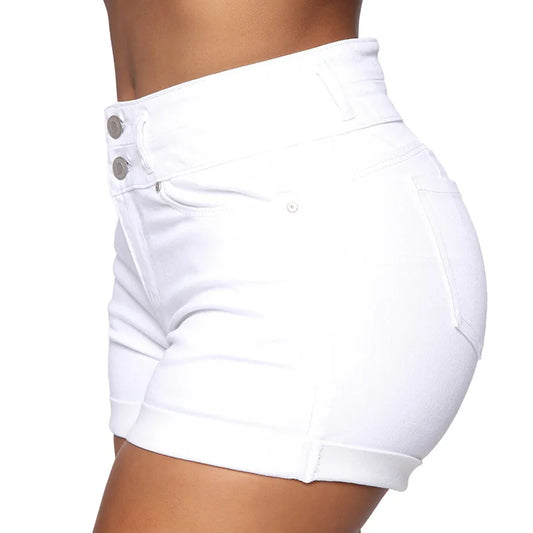 New High Waist Denim Shorts For Women Sexy Slim Fit Stretch Jeans