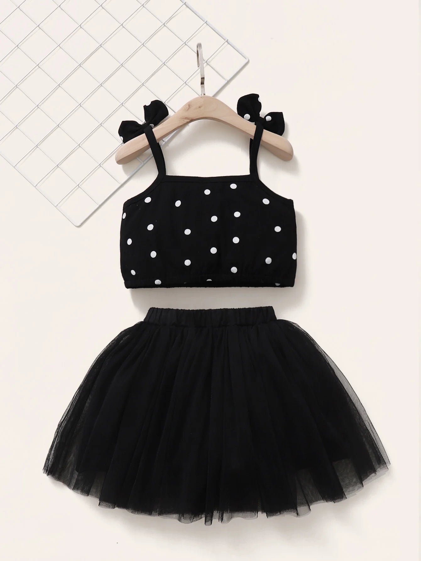 1-5Years Toddler Baby Girl Clothes Set Polka Dot Strap Top + Tutu Skirt