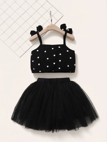1-5Years Toddler Baby Girl Clothes Set Polka Dot Strap Top + Tutu Skirt
