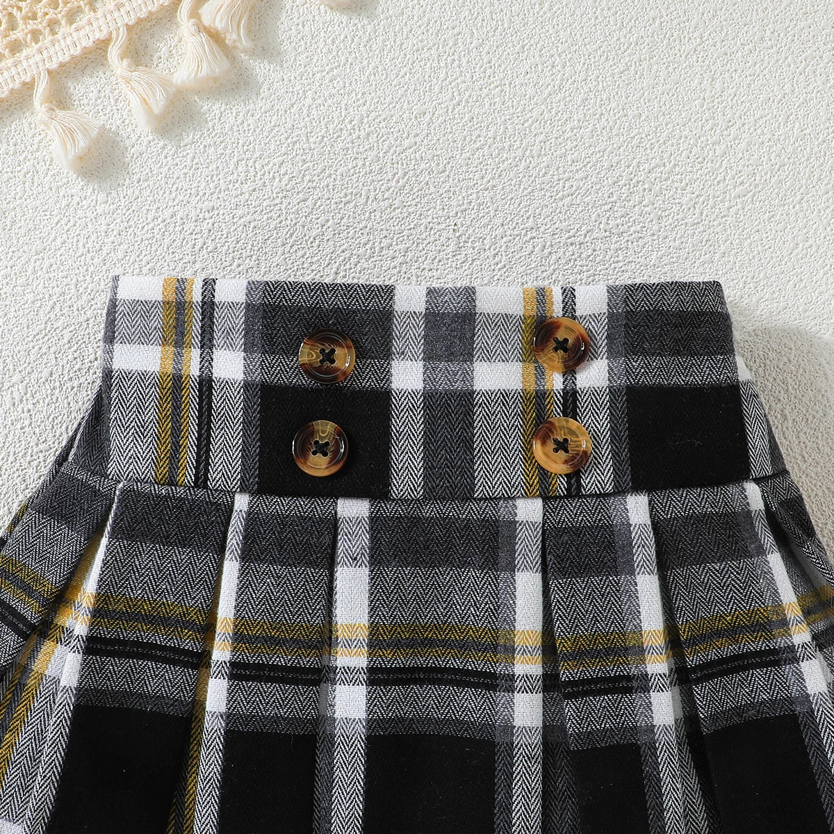 Puff Sleeve Bow Top and Elastic Pleated Skirt Summer Outfit Toddler Infant Clothing Set Kids Wear