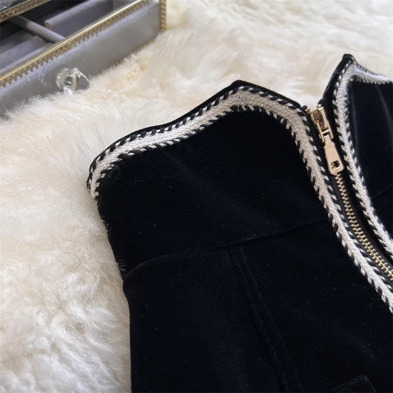 Autumn Winter Fashion Women High Waist Velvet Shorts