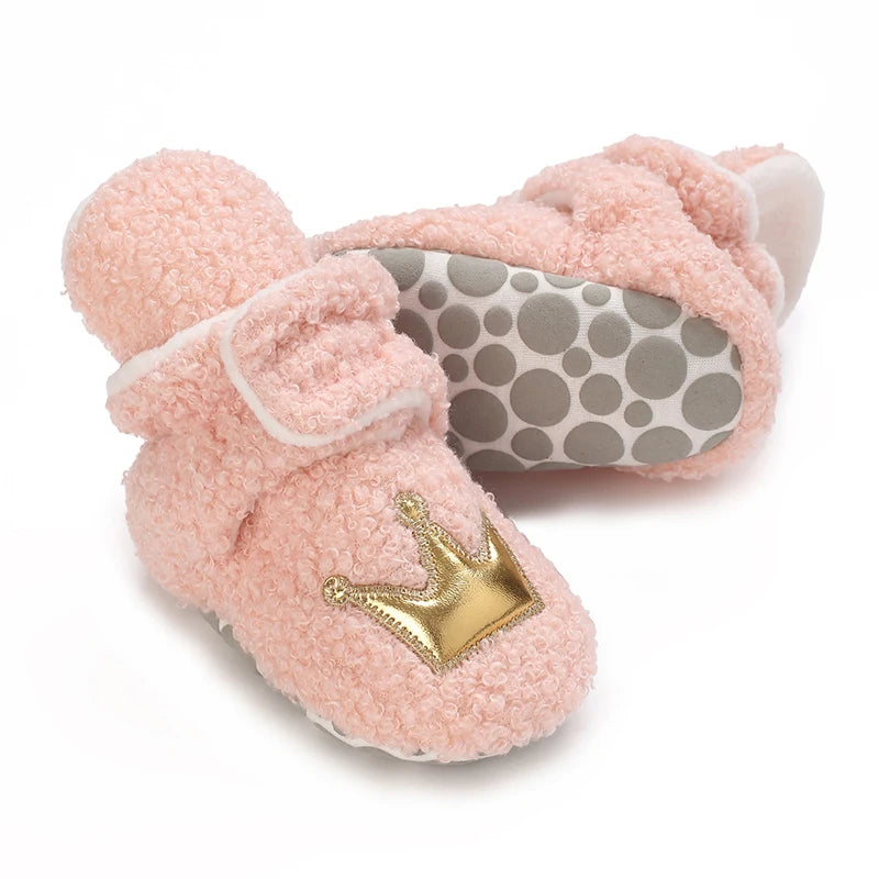 Fashionable Lamb Down Newborn Baby Girl Knitted Baby Soft Sole Shoes