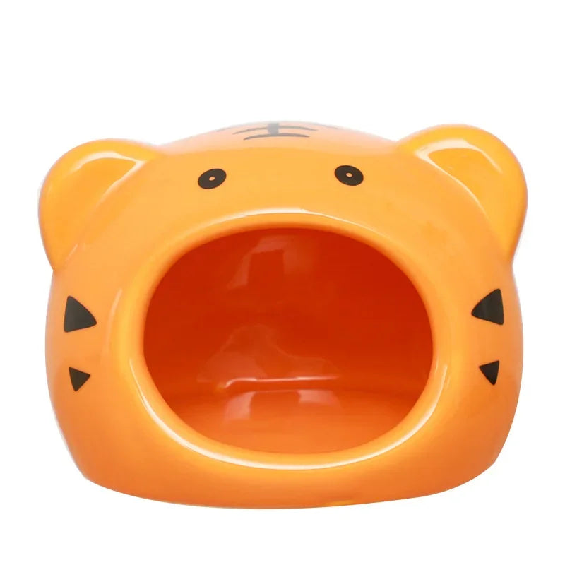 Cooling Hamster Nest Small Ceramic Pet House Four Seasons Universal Cute Animal Head Shape Hamster House Pet Supplies