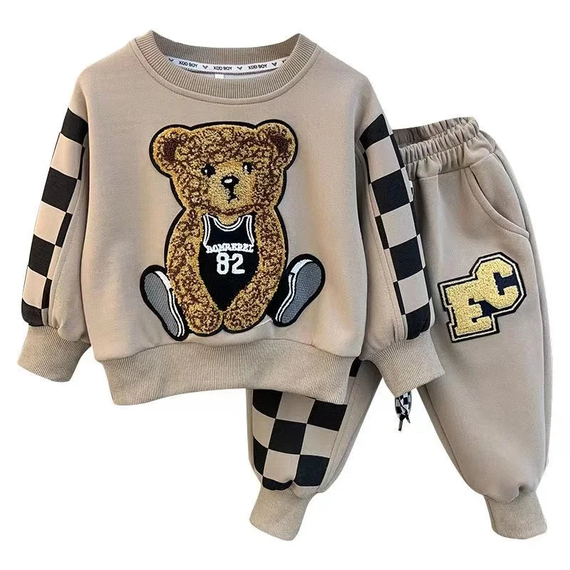 Boutique Spring Autumn Baby Boy Clothes 1 to 9 Years Round Neck Pullover Cartoon Long Sleeve T-shirts+Pants 2 PCS Kids Outfits