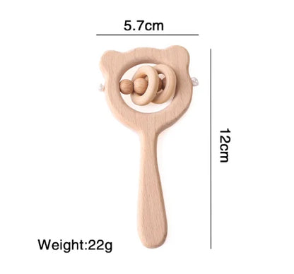 Baby Wooden Rattle Montessori Toy Hand Bell Hand-on Develop Ability Toy Baby 0 12 Months Animal Rotating Puzzle Educational Toy