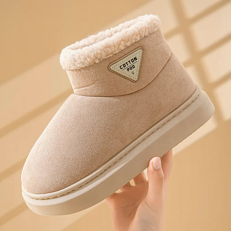 Litfun Women Winter Furry Snow Boots Outdoor Warm Fuzzy Lined Cotton Boots Non-slip Comfort House Cotton Shoes Soft Plush Shoes