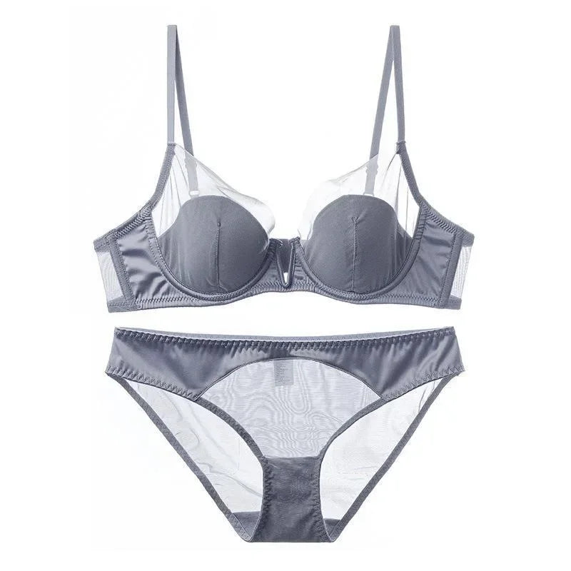 Soft Steel Ring Sexy French Ultra-thin Lace Bra Pure Desire Underwear Panty Suit Women Bras for Women