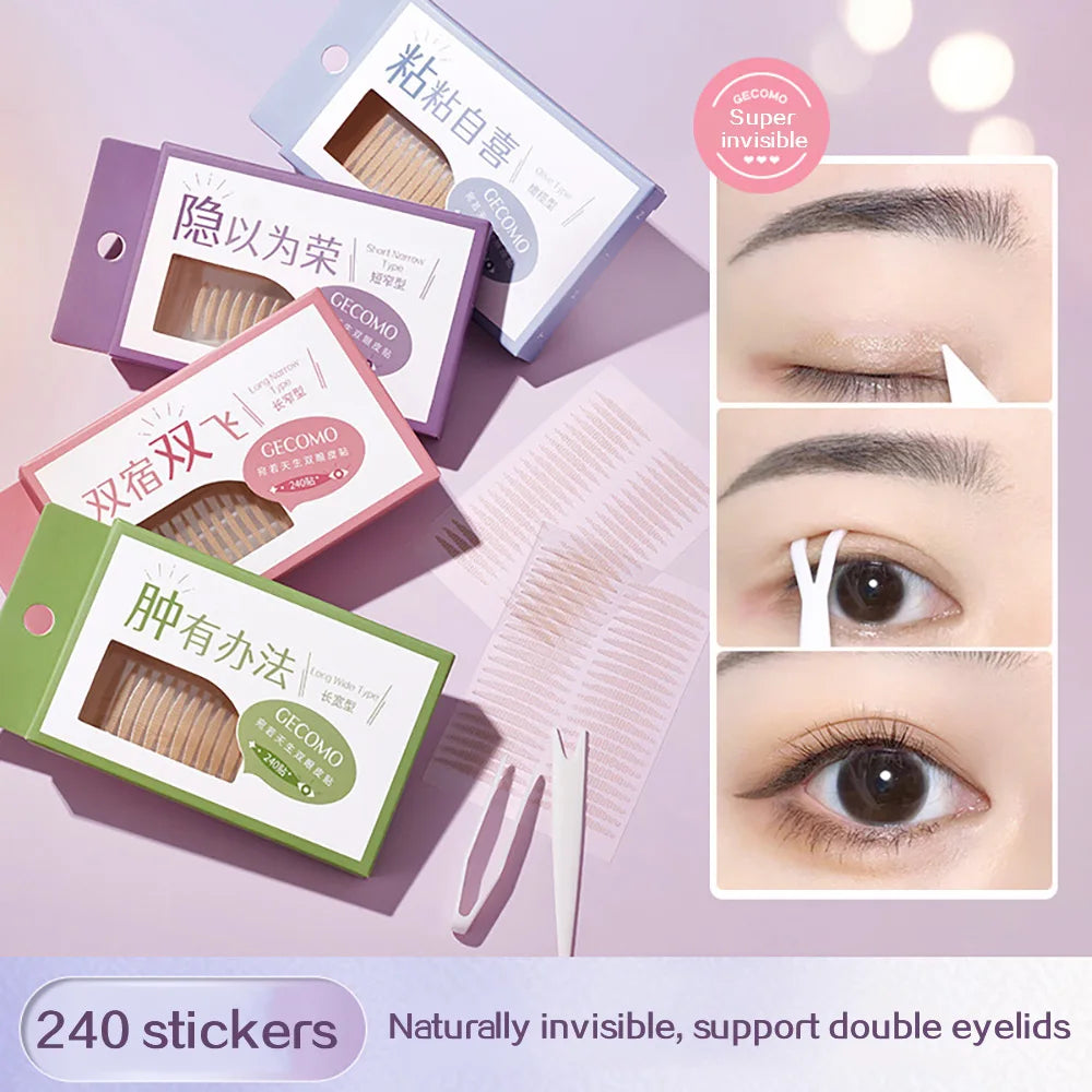 240 PCS Double Eyelid Stickers Natural Invisible And Long-lasting Shaping Big Eye Beauty Tapes For Single  Eyelid Person