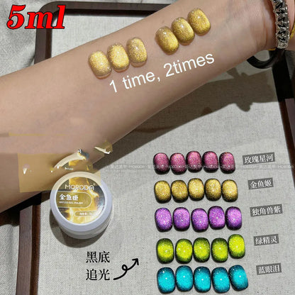6ml Jelly Nude/Pink/Blue Cat Eye Magnetic Nail Gel Polish Glitter Silk Mirror Cat Eye's Gel Varnish Soak Off UV Gel Nail Polish