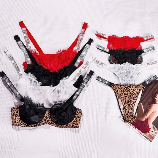 Classic Women's Sexy Lingerie Set Sheer Lace Trim Supportive Adjustable Victoria's Secret Bra and Panty Set Lace Lingerie