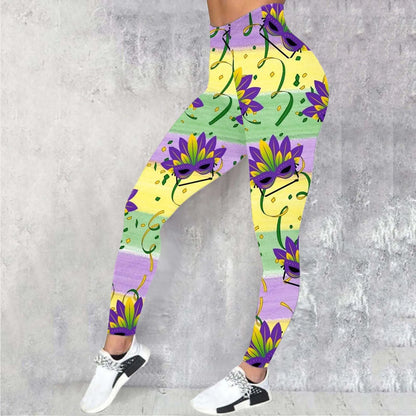 Mardi Party Women Casual Sports Yoga Pants Colorful Printed Fashion Leggings Carnival Festival  Celebration