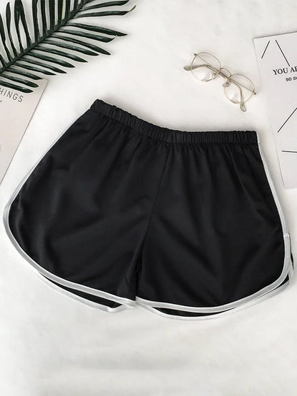 2025 Simple Women Casual Shorts Patchwork Body Fitness Short