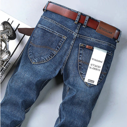 Jeans Trousers Four Season Men's High Quality Jeans Business Casual High Waist Denim Pants
