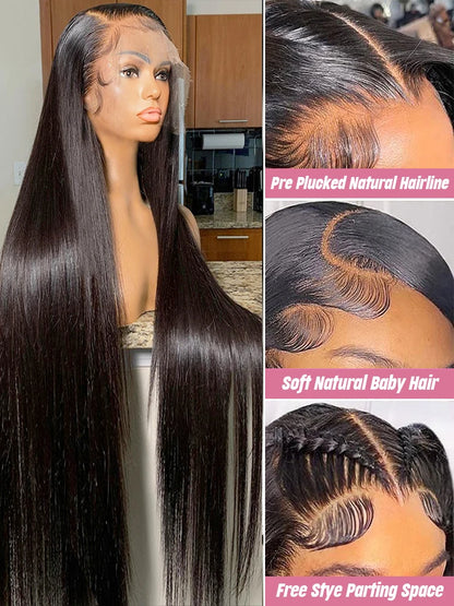 30 Inch 13x4 Bone Straight Lace Front Wig 360 Full Lace Human Hair