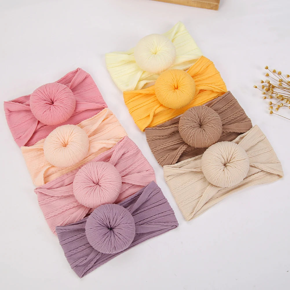 Cotton Bows Headbands for Baby Girls Newborn Infant Ealstic Hairbands Dot Striped Flower Print Kids Headwraps