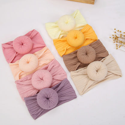 Cotton Bows Headbands for Baby Girls Newborn Infant Ealstic Hairbands Dot Striped Flower Print Kids Headwraps