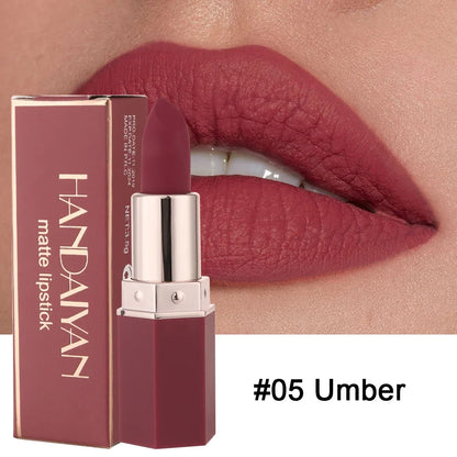 HANDAIYAN 6 Colours Matte Lipstick Velvet Easy Tinting Long-lasting LippenstiftTinted Balm 24 Hours WaterproofMakeup Lip Makeup