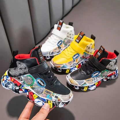 Autumn Kid Sneakers Chunky Versatile Basketball Sneakers for Children Fashion Causal Non-slip