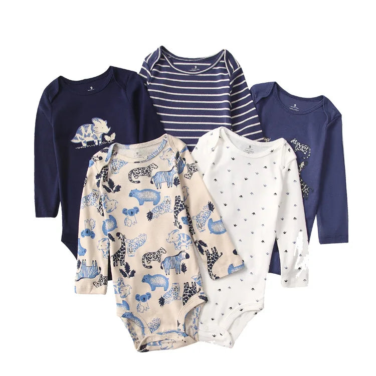 Ircomll 5 PCS Long Sleeve Baby Boys Girls Bodysuit Baby Girl Boy Clothes Infant Bodysuit Sets for Children 0 to 12 months bebe