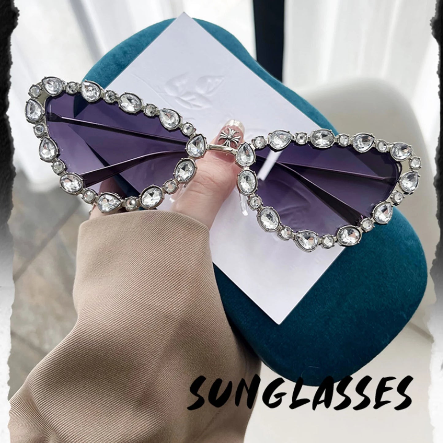 New Diamond Sunglasses Women Luxury Cat Eye Sun Glasses Trends Personalized Shades INS