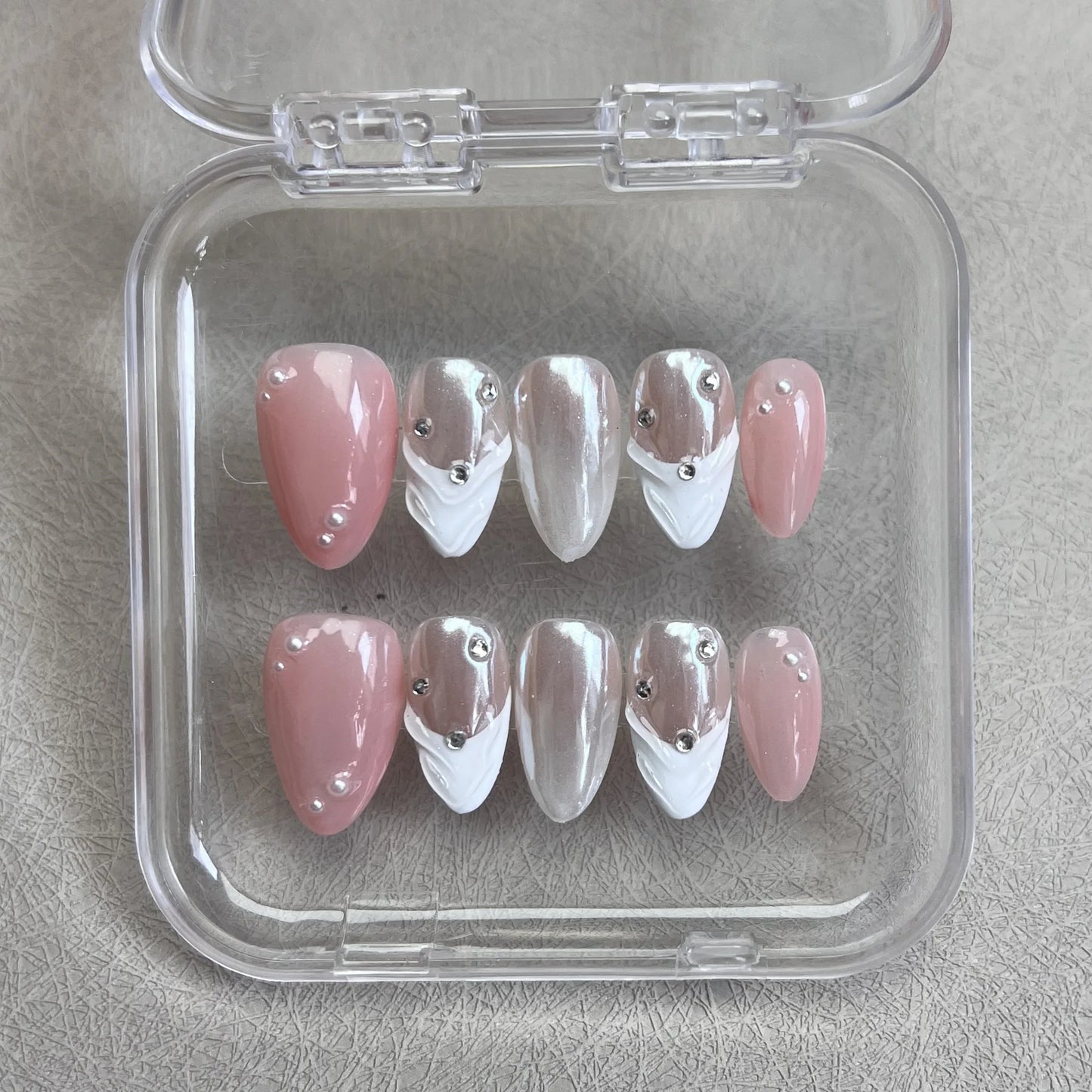 10pcs Handmade Press on Nails 3D Colorful Aurora Butterfly Design