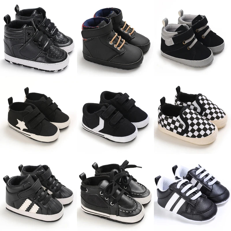 Black Fashion Casual Shoes Newborn Boys And Girls Non Slip First Walkers
