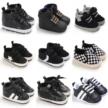 Black Fashion Casual Shoes Newborn Boys And Girls Non Slip First Walkers
