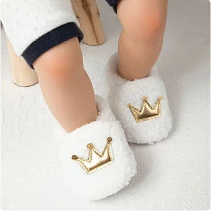 Fashionable Lamb Down Newborn Baby Girl Knitted Baby Soft Sole Shoes
